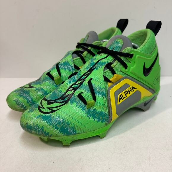 GOOD Nike Alpha Men's Football Cleats Green / Yellow Oregon Ducks Colorway 8.5 - Picture 1 of 13